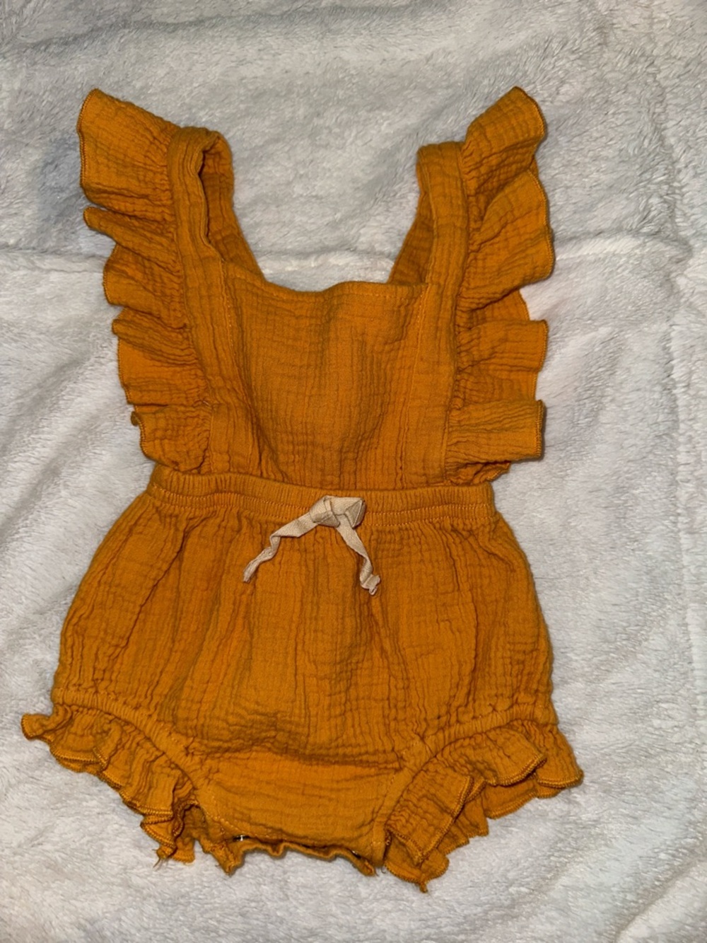Mustard Ruffle Baby Romper - Picture 2 of 8